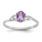 10k White Gold Polished Genuine Amethyst Birthstone Ring